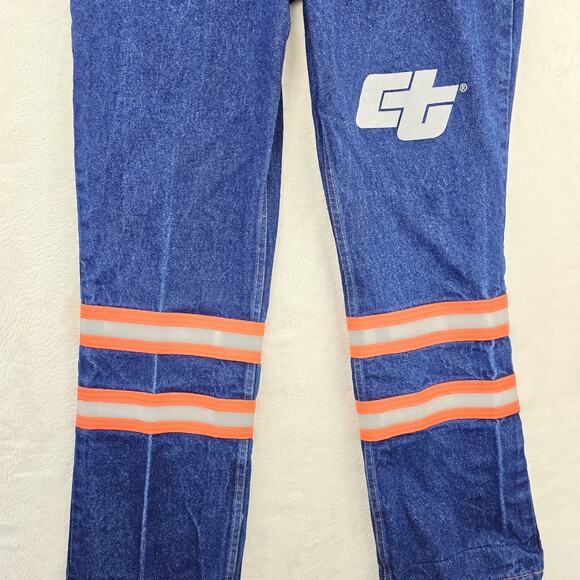 Vintage Calpia Caltrans Jeans Made In USA Zipper Fly Snap Reflective Size 36x32 - Picture 4 of 13